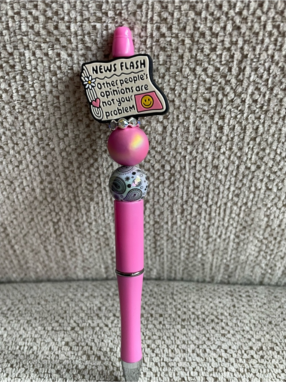 Pink Decorative Home Office Pen with Motivational Charm
